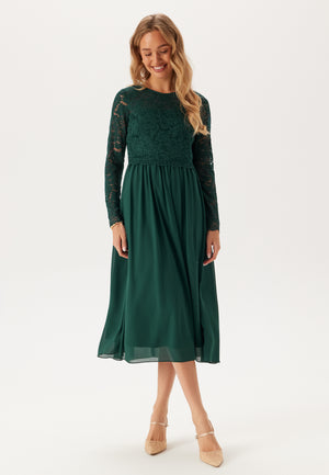 Lace Long Sleeve Midi Dress
