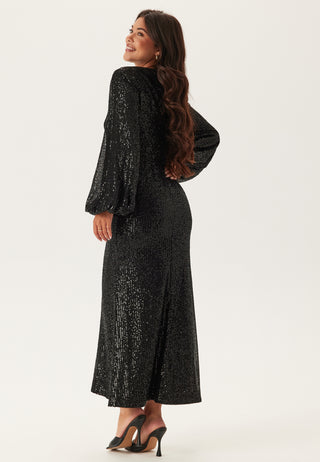 Long Sleeve Sequin Ankle Dress