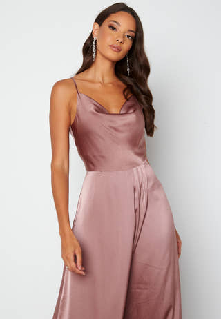 Waterfall High Slit Satin Gown