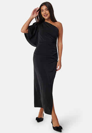 Ruched One Shoulder Midi Dress