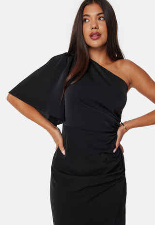 Ruched One Shoulder Midi Dress