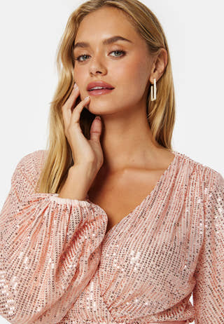 Sequin Balloon Sleeve Dress