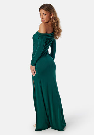 Asymmetric Off Shoulder Soft Gown