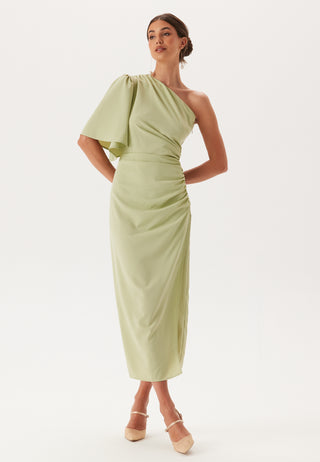 Ruched One Shoulder Midi Dress