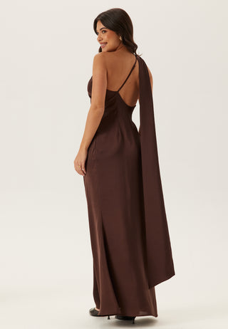 One Shoulder Scarf Satin Kjole