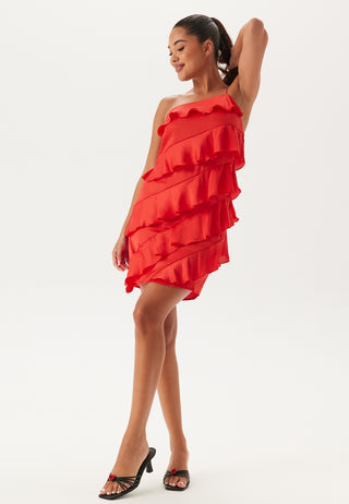 One shoulder Short Frill Dress