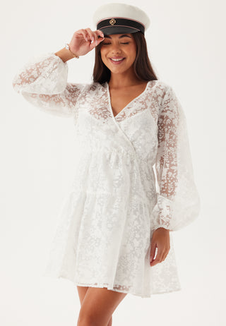 Overlap Balloon Sleeve Dress