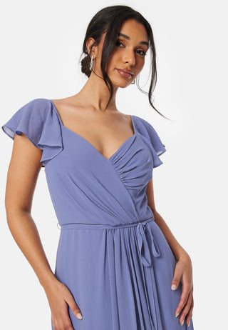 Butterfly Sleeve Draped Chiffon Gown