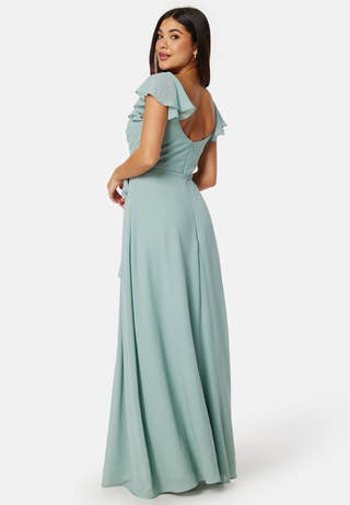 Butterfly Sleeve Draped Chiffon Gown