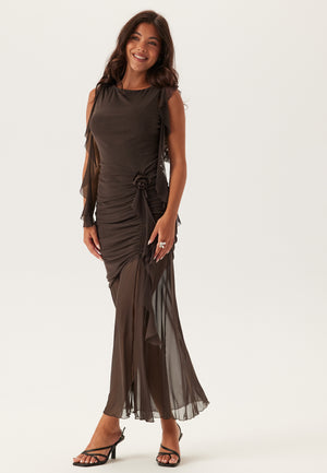 Ruched Frill Ankle Dress