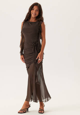 Ruched Frill Ankle Dress