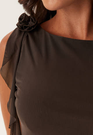 Ruched Frill Ankle Dress