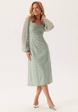 Ruched L/S Midi Dress