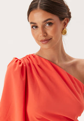 Ruched One Shoulder Midi Dress