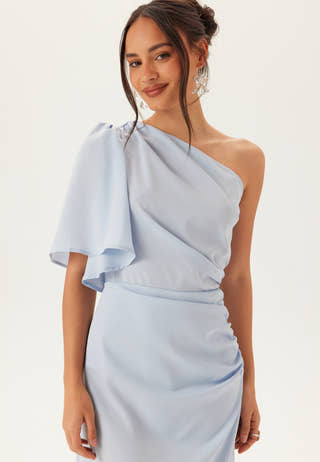 Ruched One Shoulder Midi Dress