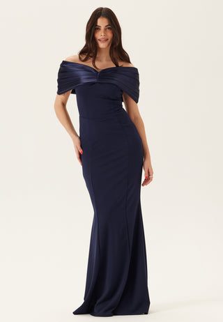 Satin Bow Off Shoulder Gown