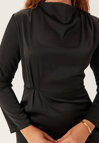 Satin Cowl Neck Midi Dress