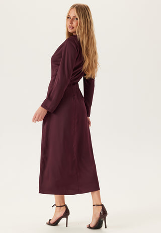 Satin Cowl Neck Midi Dress