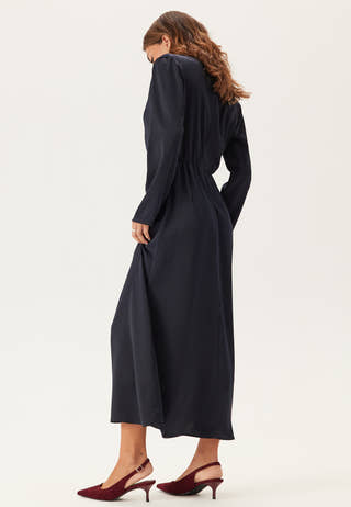 Satin Cowl Neck Midi Dress