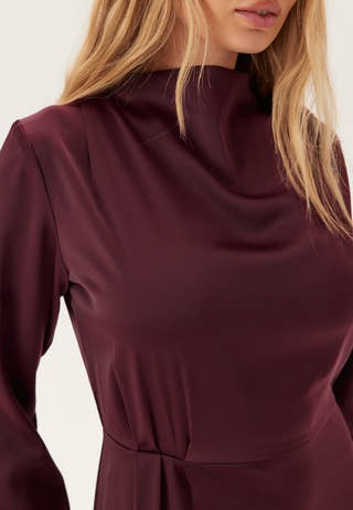 Satin Cowl Neck Midi Dress