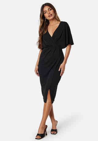 Wrap Slit Midi Dress