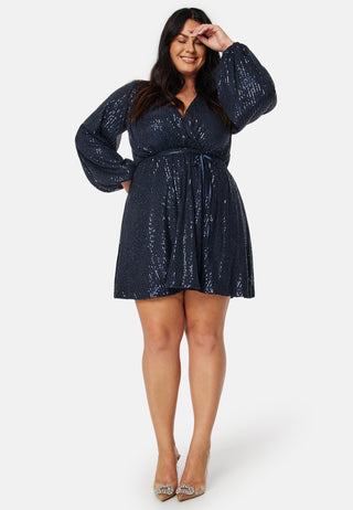 Sequin Balloon Sleeve Dress