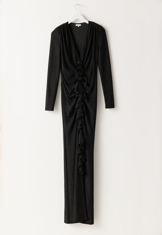 Sparkling Low V-neck  Slit Gown