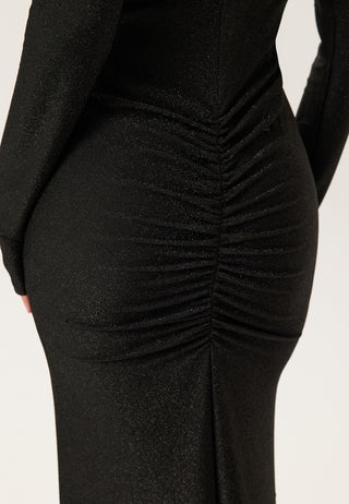 Sparkling Low V-neck Slit Gown