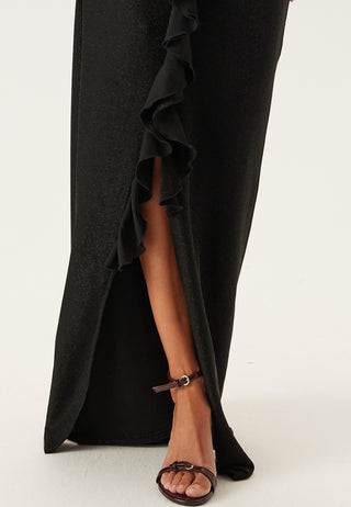 Sparkling Low V-neck  Slit Gown