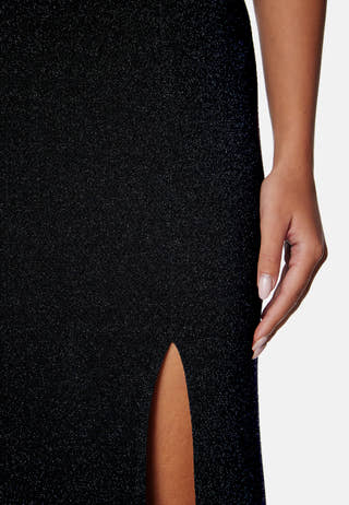 Sparkling Twist Off Shoulder Gown