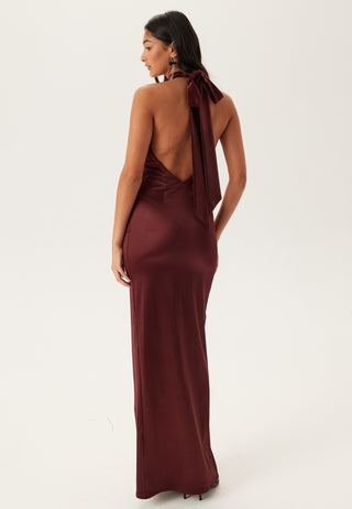 Stretch Satin Halterneck Gown