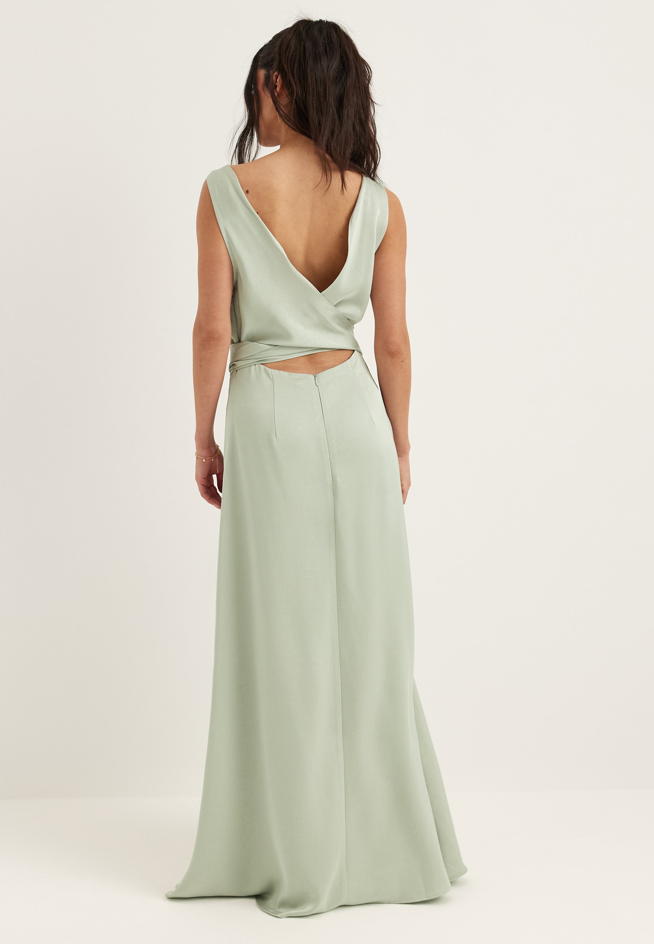 ever pretty bridesmaid dresses Moa mattsson x bubbleroom – Tie Back Shawl Satin Dress – Bridesmaid dresses  – Green