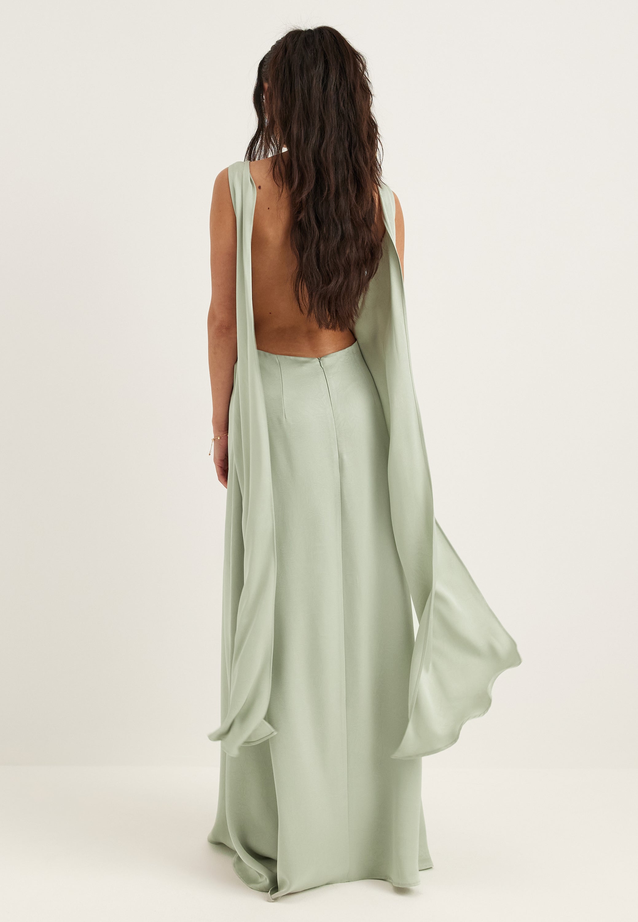 blue dress for baby girl Moa mattsson x bubbleroom – Tie Back Shawl Satin Dress – Bridesmaid dresses  – Green