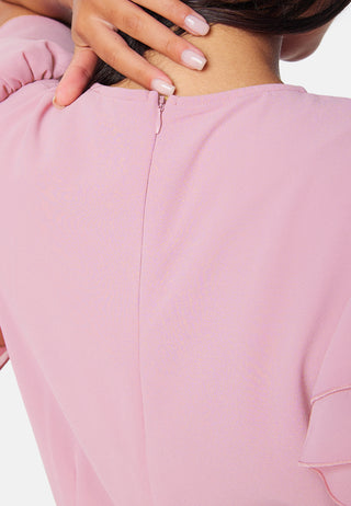Flounce Sleeve Chiffon Dress