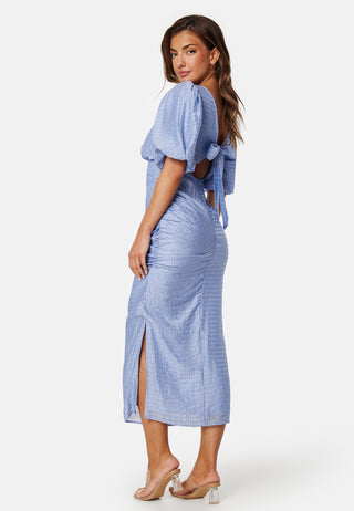 Balloon Sleeve Bow Midi Dress