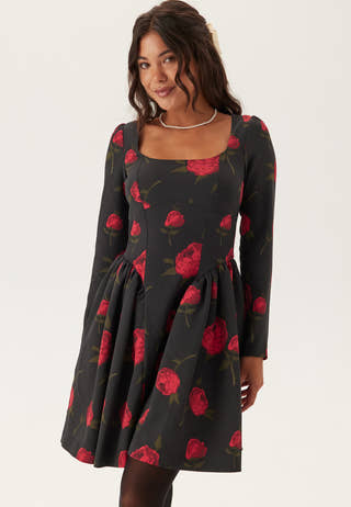 Volume Skirt Long Sleeve Mini Dress