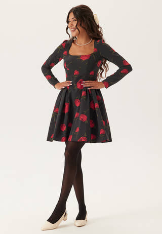 Volume Skirt Long Sleeve Mini Dress