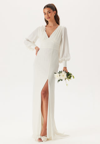 Waterfall Back Satin Wedding Gown