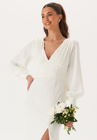 Waterfall Back Satin Wedding Gown