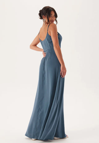 Waterfall Slit Satin Gown