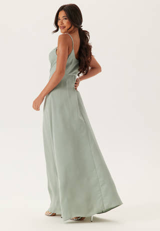 Waterfall Slit Satin Gown