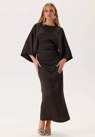 Wide Sleeve Satin Ankle Dress