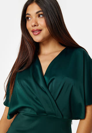 Wrap Satin Midi Dress