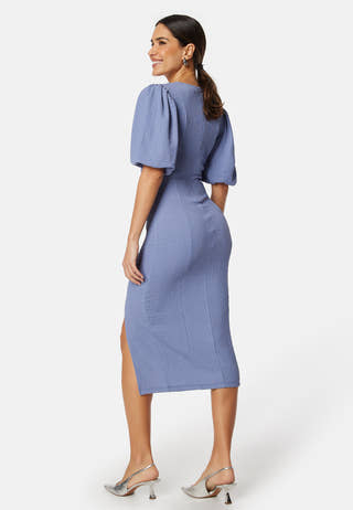 Puff Sleeve Slit Dress