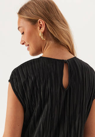 Pleated Cap Sleeve Dress
