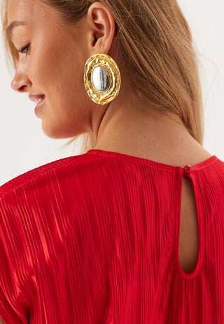 Pleated Cap Sleeve Dress