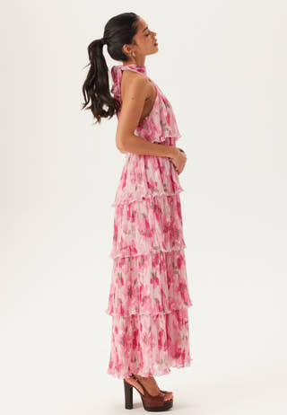 Pleated Flounce Maxi Dress