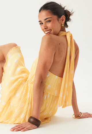 Pleated Flounce Mini Dress