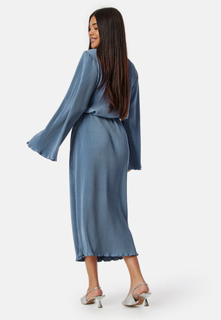 Pleated Tie Midi Dress