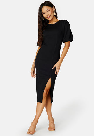Puff Sleeve Slit Dress